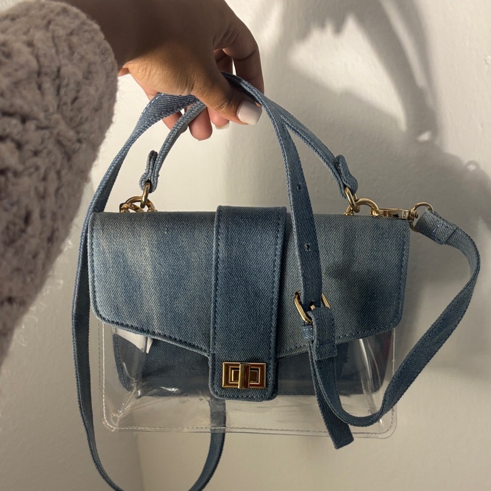 New Stylish Blue Denim and Clear Handbag (never used before)